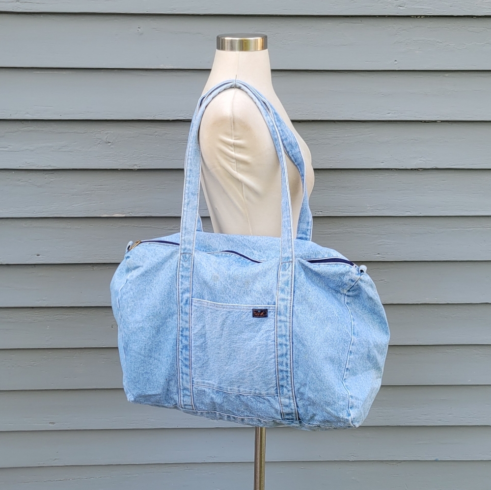 Vintage 90s y2k Bratz Blue Jean‎ Denim School Hobo Large Laptop Shoulder Bag